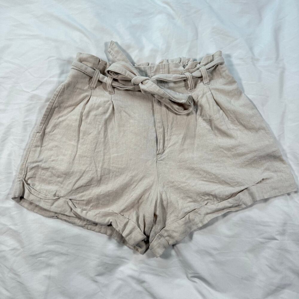 Abercrombie‎ & Fitch High Rise Tie Waist Cream Beige Shorts Womens Large